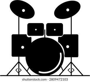 Drum Set Vector Icon with Cymbals and Bass Drum