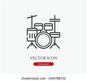Drum set vector icon.  Editable stroke. Symbol in Line Art Style for Design, Presentation, Website or Apps Elements. Pixel vector graphics - Vector