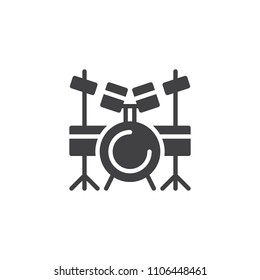 Drum set vector icon. filled flat sign for mobile concept and web design. drum kit simple solid icon. Symbol, logo illustration. Pixel perfect vector graphics