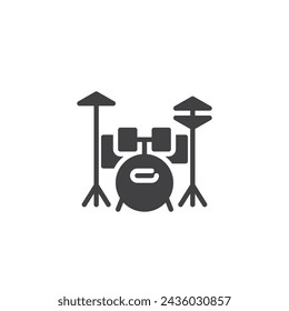 Drum Set Vector Icon. Gefülltes flaches Schild für mobiles Konzept und Web-Design. Symbol für das Symbol Drum Kit. Symbol, Logo-Darstellung. Vektorgrafik