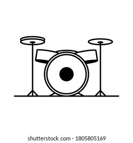 Drum set vector icon. Thin line drum set outline illustration. Isolated drum set design. Drum line template design. Musical Instruments icons vector