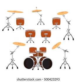 Drum set. Vector illustration of drums isolated on a white background