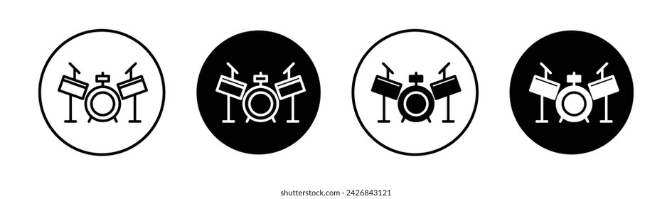 Drum set vector line icon illustration.