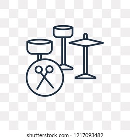 Drum set vector outline icon isolated on transparent background, high quality linear Drum set transparency concept can be used web and mobile
