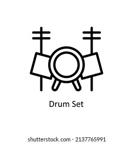 Drum Set vector outline icon for web isolated on white background EPS 10 file