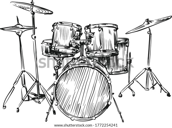 Drum Set Vector Sketch Hand Drawing Stock Vector (Royalty Free ...