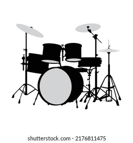 Drum set vector in white background