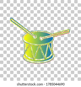 Drum sign. Blue to green gradient Icon with Four Roughen Contours on stylish transparent Background. Illustration.