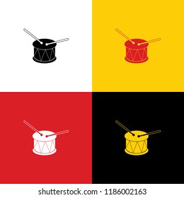 Drum sign. Vector. Icons of german flag on corresponding colors as background.