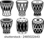 Drum silhouette vector illustration icons