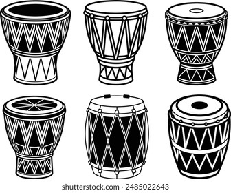 Drum silhouette vector illustration icons