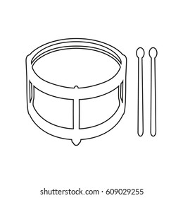 drum In Simple Line Style Isolated On White Background. Created For Mobile, Web, Decor, Print Products, Application