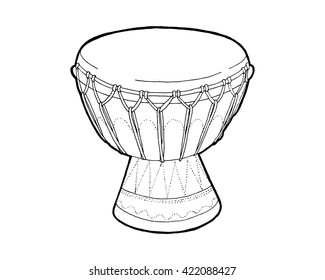 Drum sketch drawing isolated on white background. Hand drawing vector illustration EPS8. 