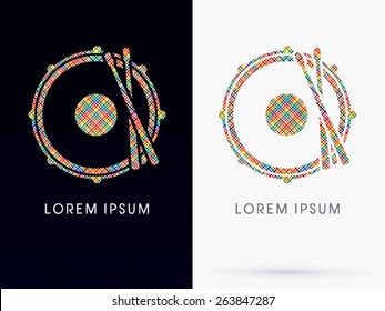 Drum, Snare, designed using colorful line, sign,logo, symbol, icon, graphic, vector.