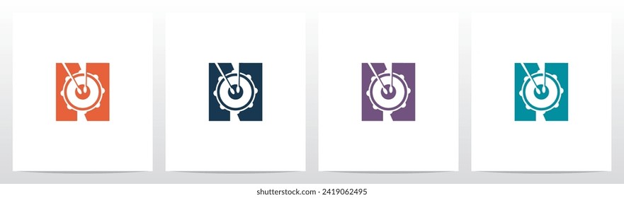 Drum Snare Stick Percussion Letter Logo Design N