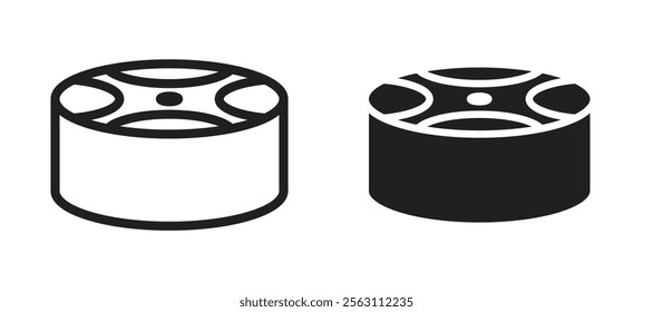 Drum steelpan icons in black line and filled versions