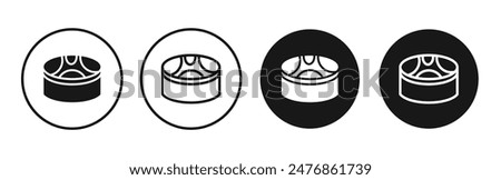 Drum steelpan line vector icon set.