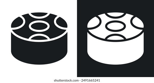 Drum steelpan vector icon set in solid style.