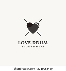 Drum stick heart love logo design symbol icon graphic vector