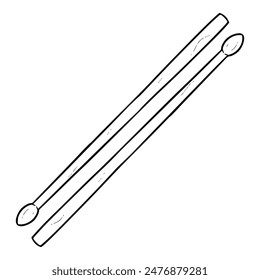 drum stick illustration hand drawn outline isolated vector