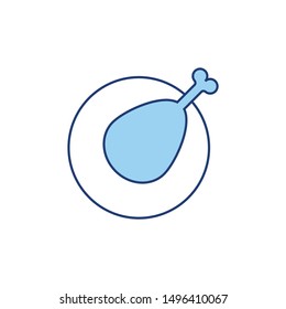 drum stick in plate line icon for food