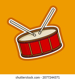Drum with The Stick Simple Flat Design
