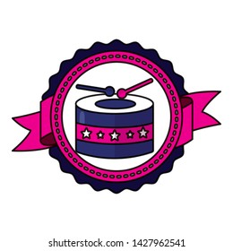 drum and sticks american indenpendece day stamp vector illustration