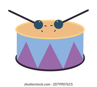 Drum with Sticks as Colorful Kids Toy Vector Illustration
