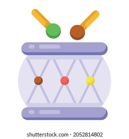 Drum with sticks, flat design if snare drum icon