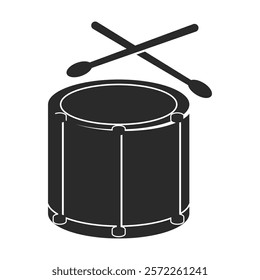 Drum and sticks flat style vector illustration isolated on white background.
