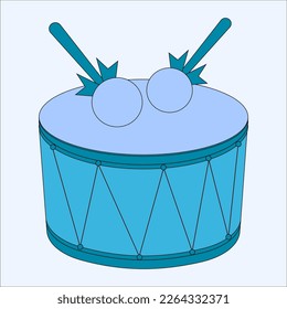 Drum with sticks flat vector illustration