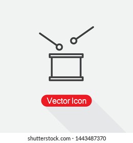 Drum And Drum Sticks Icon, Drim Icon In Line Style Vector Illustration Eps10