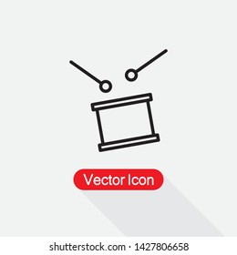 Drum And Drum Sticks Icon, Drum Icon In Line Style Vector Illustration Eps10