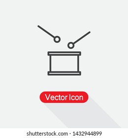 Drum And Drum Sticks Icon, Drum Icon In Line Style Vector Illustration Eps10