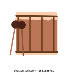 drum and sticks icon over white background, vector illustration