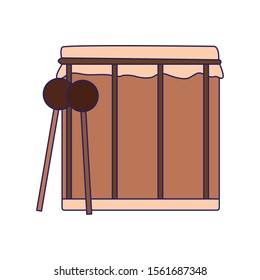 drum and sticks icon over white background, vector illustration