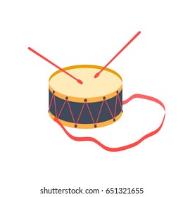 drum and drum sticks.  icon. vector illustration. flat. cartoon.