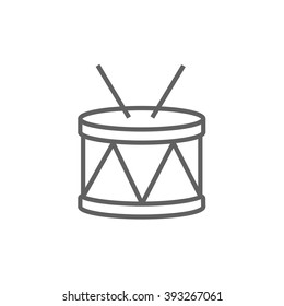 Drum with sticks line icon.
