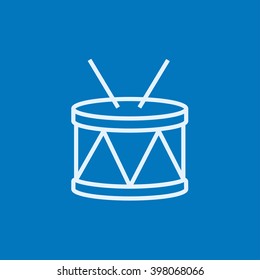 Drum with sticks line icon.