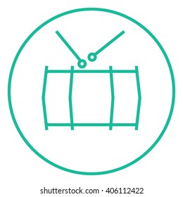 Drum with sticks line icon.