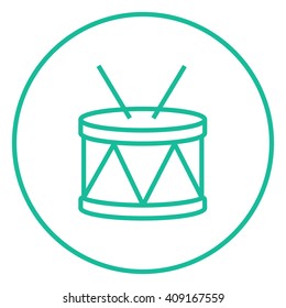 Drum with sticks line icon.