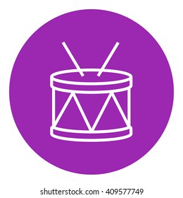 Drum with sticks line icon.