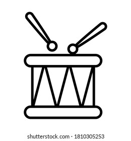drum with sticks over white background, line style, vector illustration