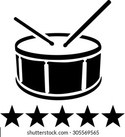 Drum with sticks and stars