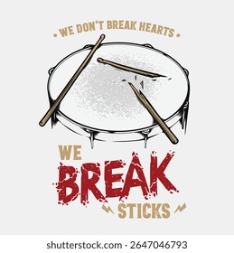 Drum and Sticks Vector Graphic Design Street Wear Badge Illustration for Logo, T-shirt Design, Patch, Poster and Others