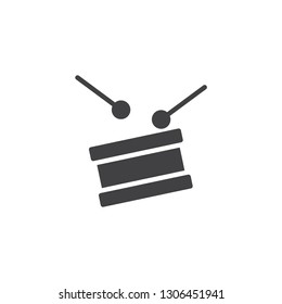 Drum and drum sticks vector icon. filled flat sign for mobile concept and web design. Brazilian Festive Carnival Drum simple solid icon. Symbol, logo illustration. Pixel perfect vector graphics