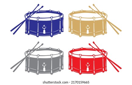 Drum And Drum sticks Vector Illustration. Drum Musical Instrument
