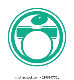 drum symbol icon with line, simple, flat.