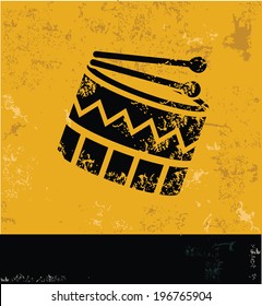 Drum symbol,grunge vector