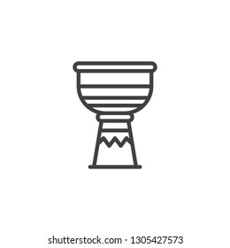 Drum tam tam line icon. linear style sign for mobile concept and web design. Djembe drum outline vector icon. Percussion musical instrument symbol, logo illustration. Pixel perfect vector graphics